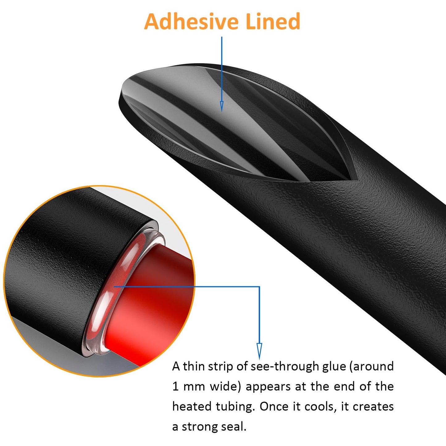 Twippo Heat Shrink Tubing Kit 355pcs - 3:1 Dual Wall Adhesive Lined - Electrical Waterproof Industrial Heat-Shrink Tubing Terminals- Marine Grade Wire Connector Shrink Wrap Tube - 3.15" Length - Black