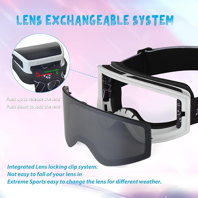 EXP VISION Ski/Snowboard Goggles Parent-child Snow Goggles Over Glasses for Men, Women Youth Kids