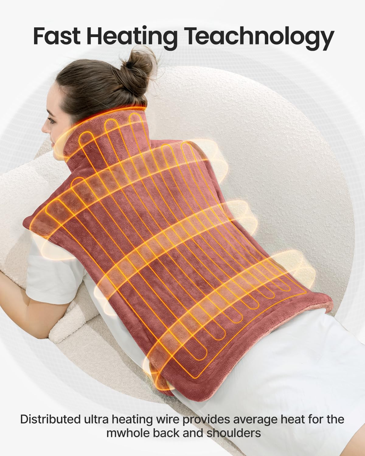 RENPHO Valentines Day & Birthday Gifts for Her Him Women Men, Electric Heating Pad for Back Pain Relief, FSA Eligible, Heat Pad for Neck and Shoulders, Fast Heating, 24"x33", ETL Certified, Pink