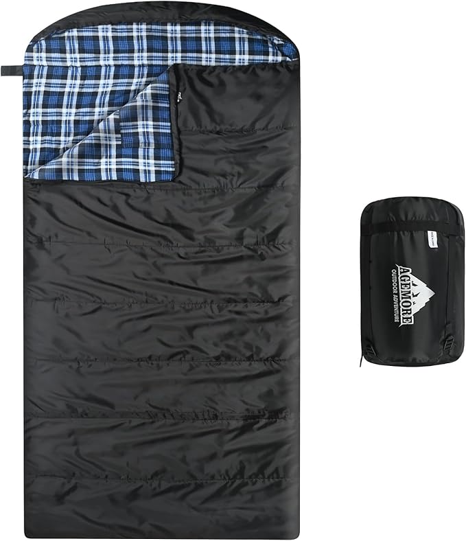 AGEMORE Cotton Flannel Sleeping Bag for Adults, Lightweight XXL Cotton Sleeping Bag for Camping Backpacking or Hiking, Wat...