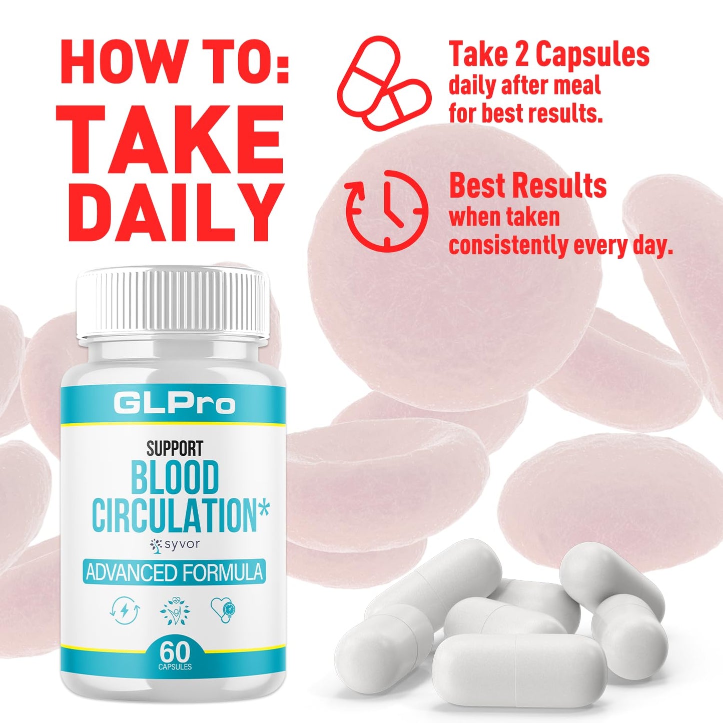 (3 Pack) GLPro Blood Capsules, Official GLPro Blood Health Support Pills with All Natural Ingredients, Advanced Formula Supplement with Maximum Strength Premium Vitamins for Women & Men (180 Capsules)
