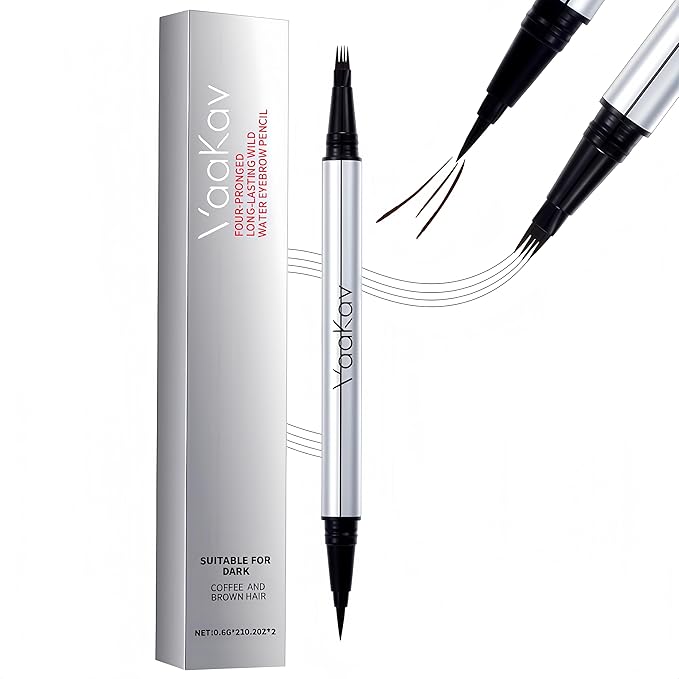Dual-Ended Microblading Eyebrow Pencil for Women, 2 in 1 Liquid Eyebrow Pencil with Microblading Pen, Shaped Fill HairLike Waterproof Lasting Eyebrows(03 DARK BROWN)