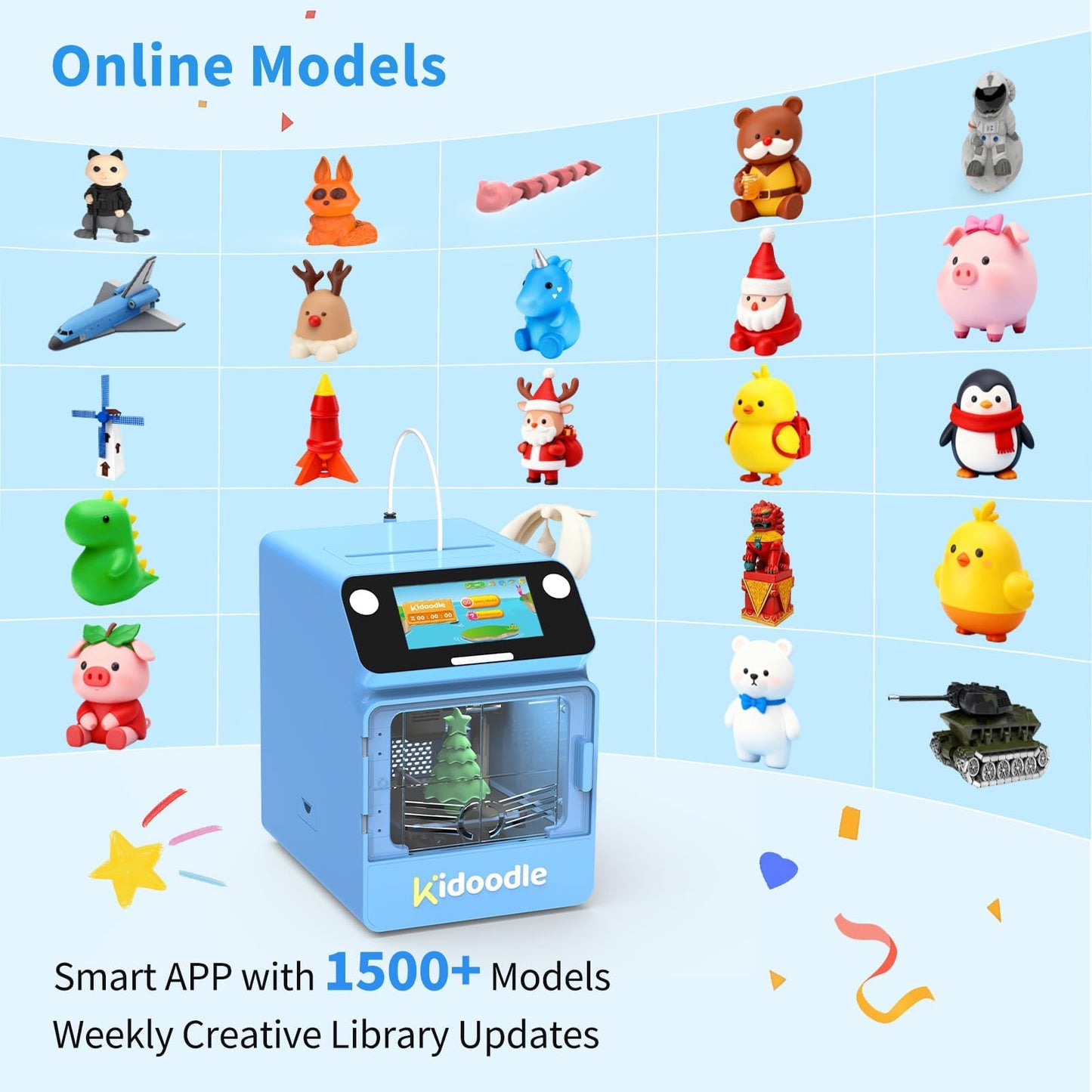 Kidoodle 3D Printer for Kids - Toy 3D Printers, Huge Toy Library Weekly Update, Wi-Fi & App Control, Up to 600mm/s Faster Printing Speed, Mini 3D Printer Kids, Safe for Children, Easy to Use