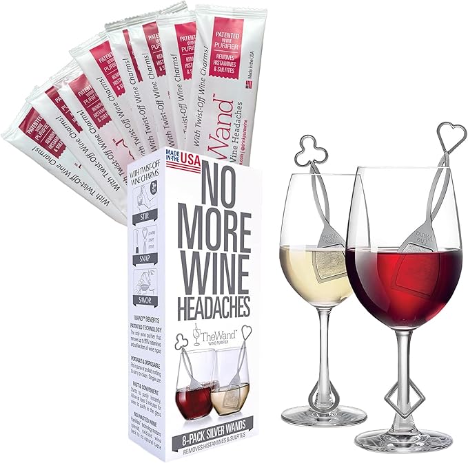 PureWine The Wand Wine Purifier - Red & White Wine Filters for Histamines & Sulfites, Sulfite Remover Sticks, Helps Allerg...