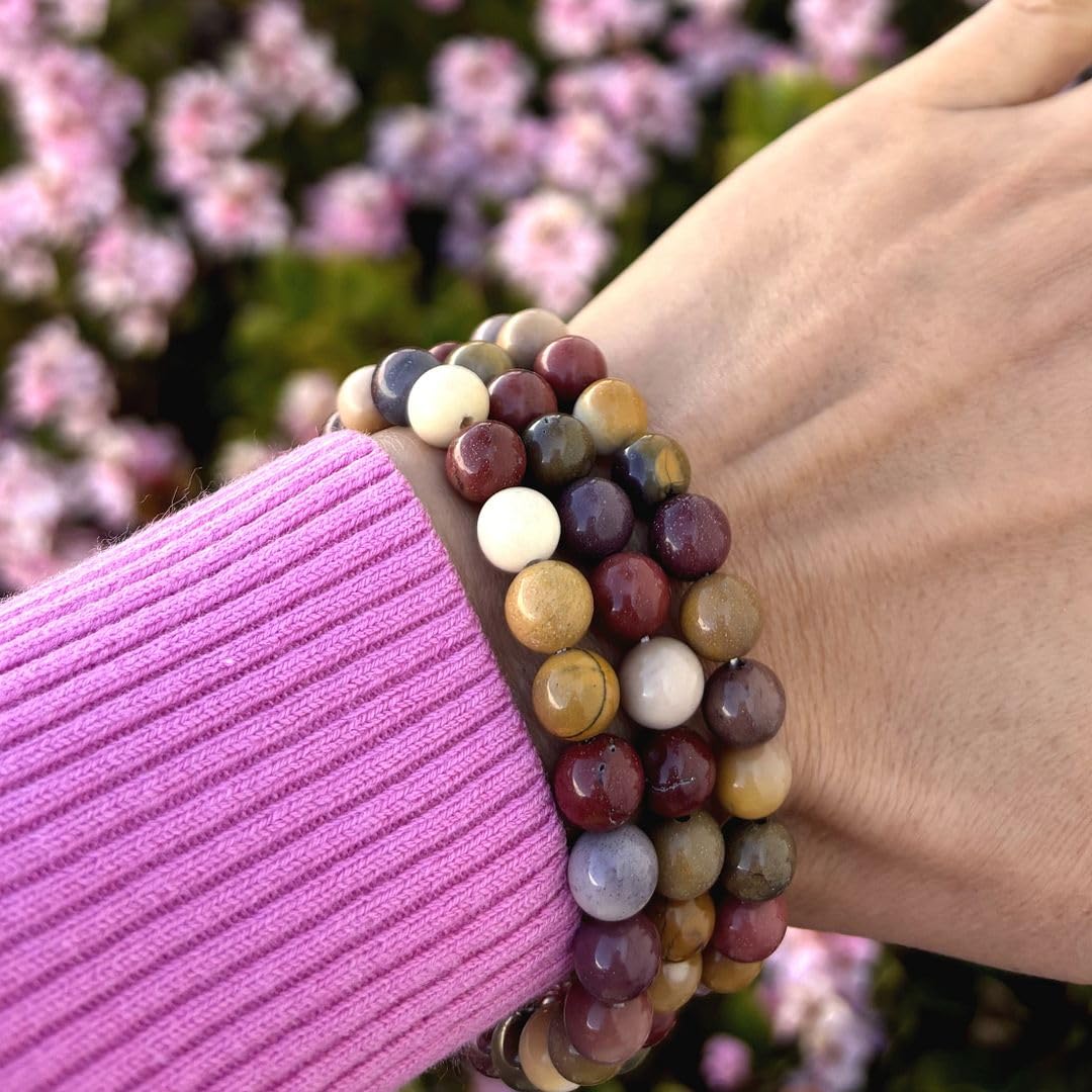 Adabele Real Natural Mookaite Jasper Gemstone Beaded Bracelet 7.5 inch Stretch Chakra Healing Crystal Stone Jewelry Women Birthd