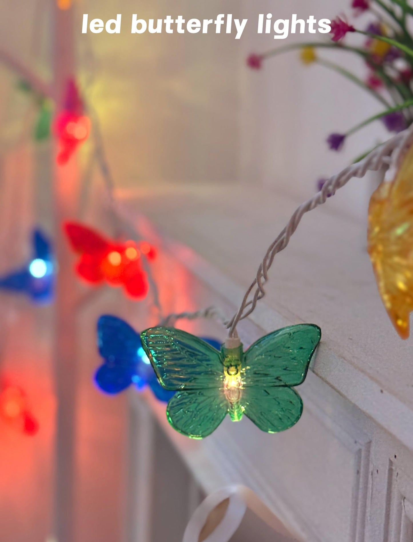 Pallerina Butterfly String Lights-8.5ft Butterfly Fairy Lights with 10 Led Light,Plug in Bedroom Curtain Lights for Indoor Tent Loft Bed Patio Party Wedding Wall Summer Holiday Garden Decor