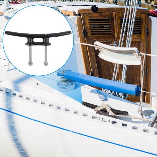 Boat Cleats 10 inch (4 Pack) - Electrophoretic Coated Boat Dock Cleats Black, Rope Cleat, Anchor Line Cleat,Dock Cleats With Hardware Ideal for Boat Docks, Piers for Tying up Boats, Marine Decor