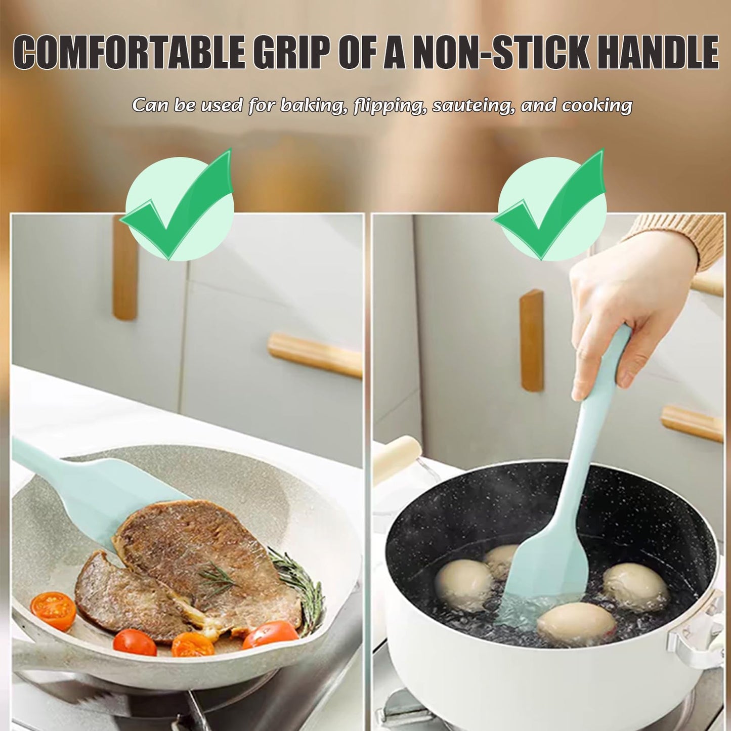 Silicone Spatula,8-pack Spatula Set,11 inch Heat Resistant Non Stick cookware with Stainless Steel for Baking,Cooking,Mixing,Flipping,BPA Free,Dishwasher Safe (11inch Mixed color)