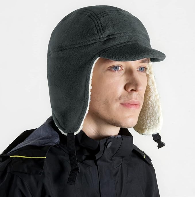 Connectyle Men's Sherpa Lined Warm Winter Hats with Visor Windproof Earflap Hat Outdoor Thermal Skull Cap Trapper Hat