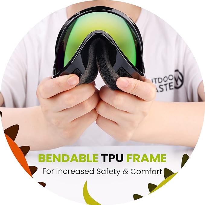 OutdoorMaster Kids Ski Goggles - Helmet Compatible Snow Goggles for Boys & Girls with 100% UV Protection
