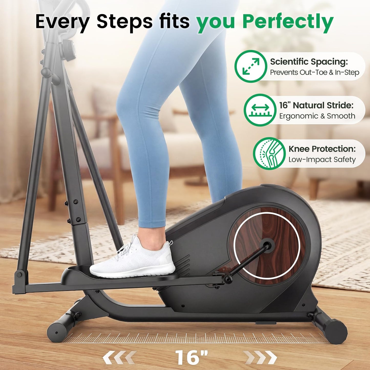 Elliptical Exercise Machine, Elliptical Machine for Home with Ultra-Smooth Magnetic Resistance,Elliptical Trainer with 8-14 Levels, 15.5"-20" Stride 500lb Loading, Home Gym Equipment 95% Pre-Assembled