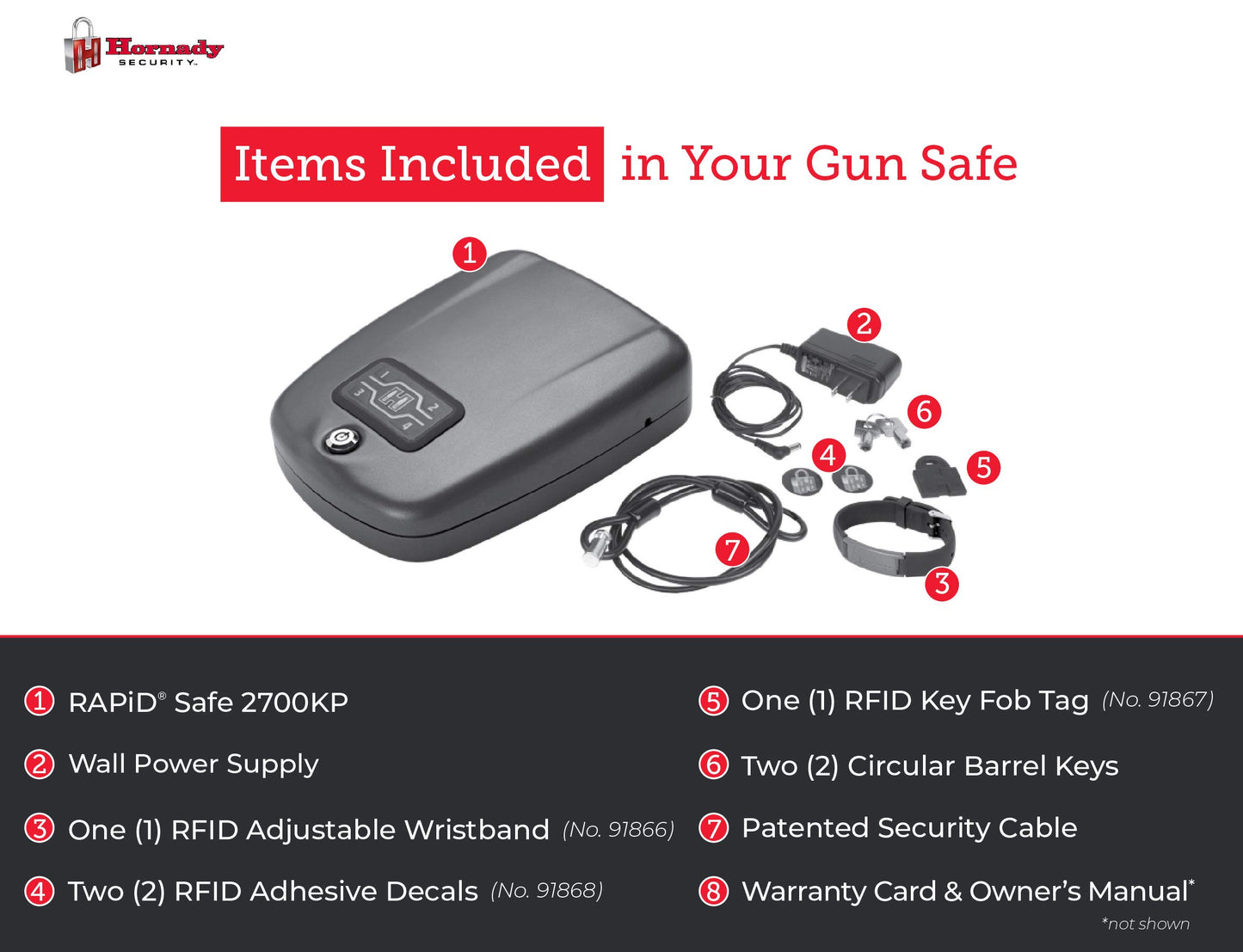 Hornady Rapid Safe 2700KP – Portable Gun Safe for Firearms – RFID Safe for Fast, Multiple Method Entry – Includes Rapid Safe, RFID Wristband, Key Fob, 2 Decals, 2 Barrel Keys and Security Cable