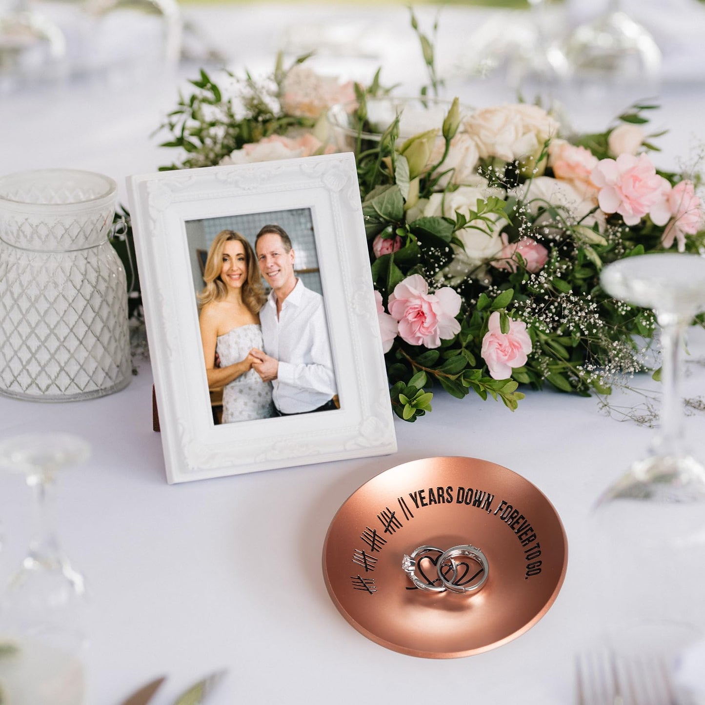 22nd Anniversary Copper Gifts, 22 Year Wedding Anniversary For Him Her Women Men, 4" Ring Holder Dish - Ideal Copper Metal Jewelry Tray Decorations For Wife Husband Couple Parents