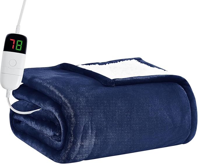 BOMOVA Heated Electric Blanket Full Size - 72" x 84" Heating Blanket with 10 Heating Levels & 8 Hours Auto Off, Warm Flannel Blanket, Christmas Birthday Gifts for Women