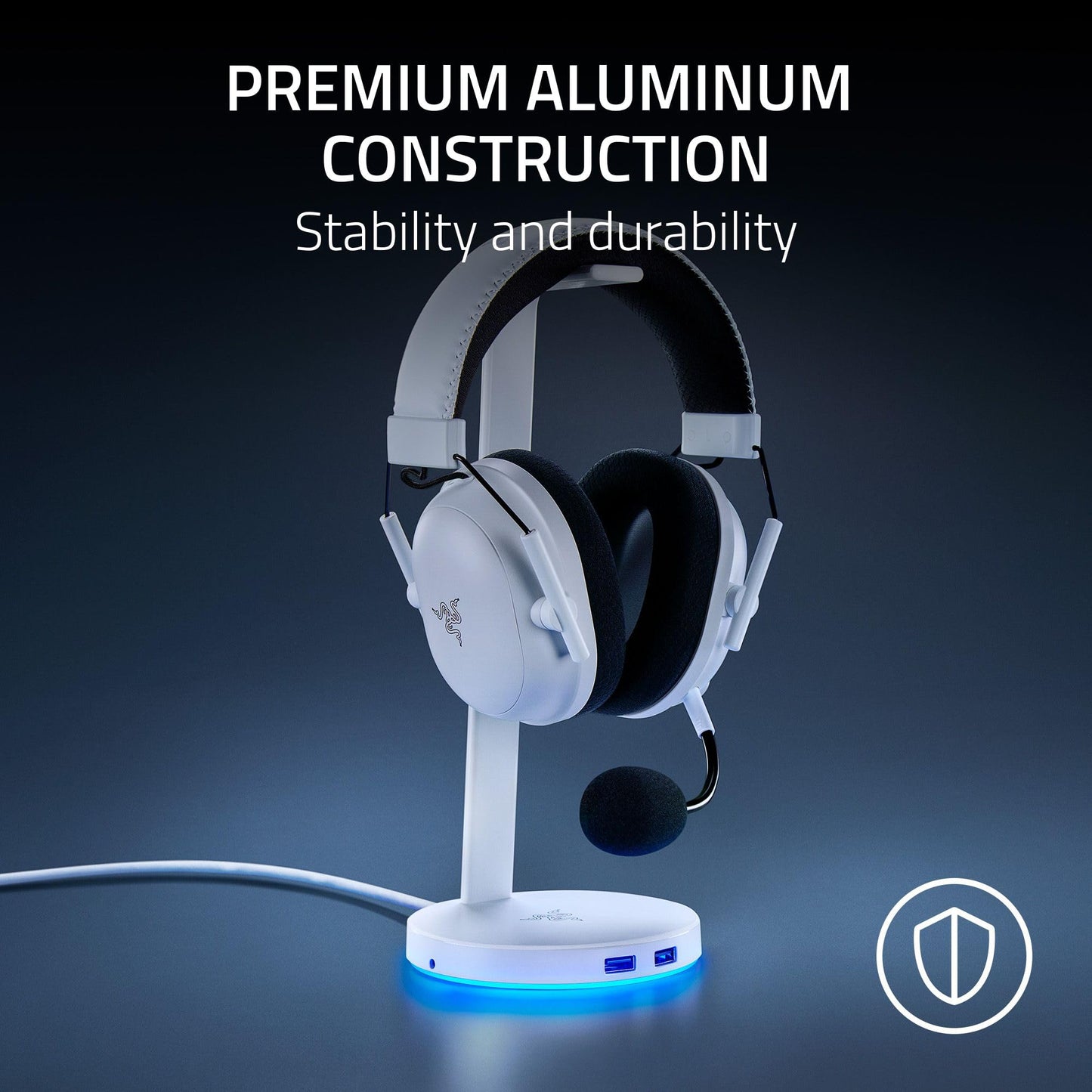 Base Station V2 Chroma Headphone Headset Stand Holder: Chroma Rgb Lighting - Taller Stand & Anti-Slip Ledge - Usb Charging Ports