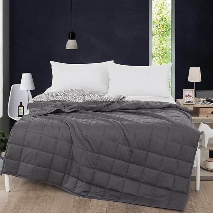 ZonLi Weighted Blanket (60"x80", 15lbs, Dark Grey) Queen Size Weighted Blanket for Adults, High Breathability Cooling Heavy Blanket, Soft Material with Premium Glass Beads, All-Season, Easy Care