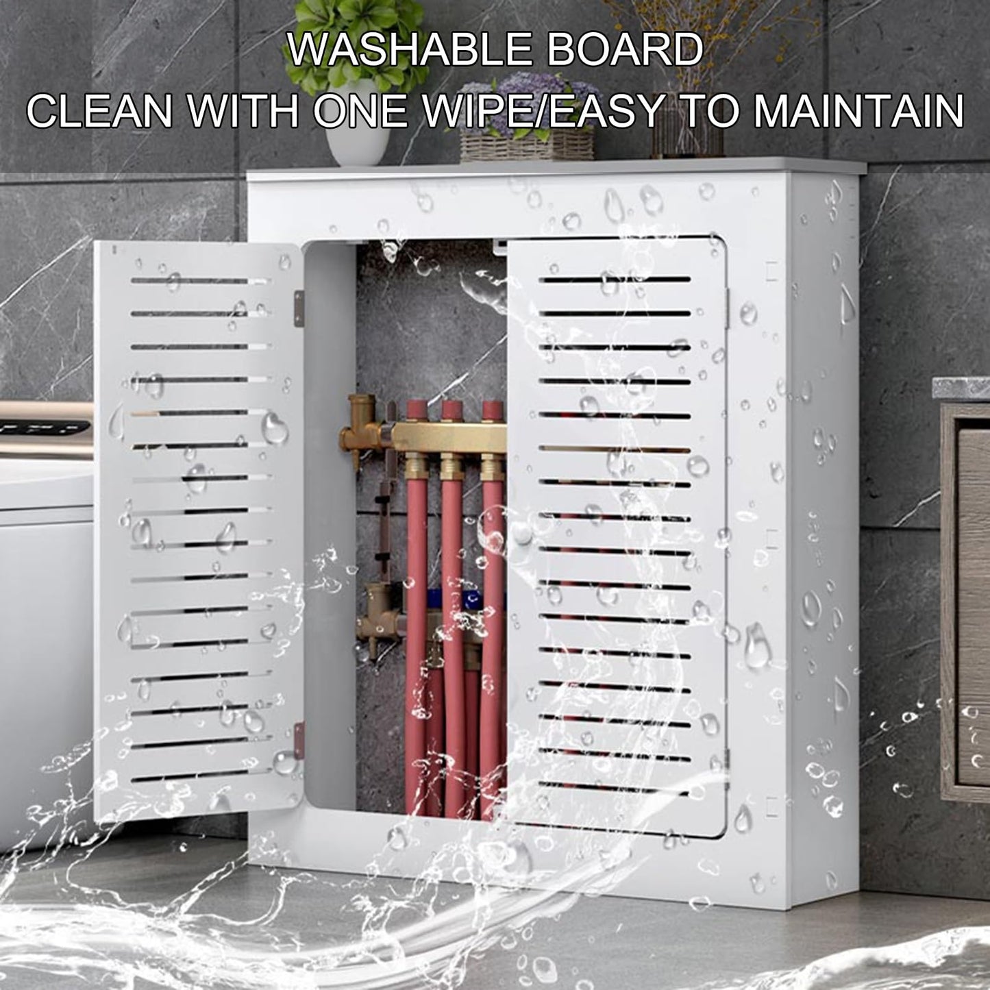 Modern Home Radiator Cover, Heating Cabinet Shelf, Radiator Cover Cabinet Shelf with 2 Doors, Easy Installation, Shields Pipes, Easy to Clean for Home Living Room Bedroom(50*60*20cm/19.7*23.6*7.9in)