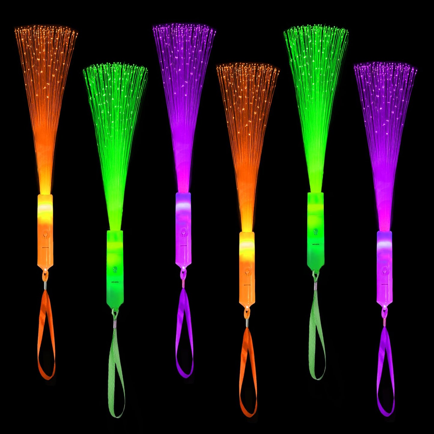Halloween Glow Sticks Toys Gifts for Kids-6 Pack, Light Up Fiber Optic Wand for Toddlers, Fun Halloween Party Games Activities Stuff, Non Candy Treats Goodie Bag Basket Stuffers Fillers for Boys Girls