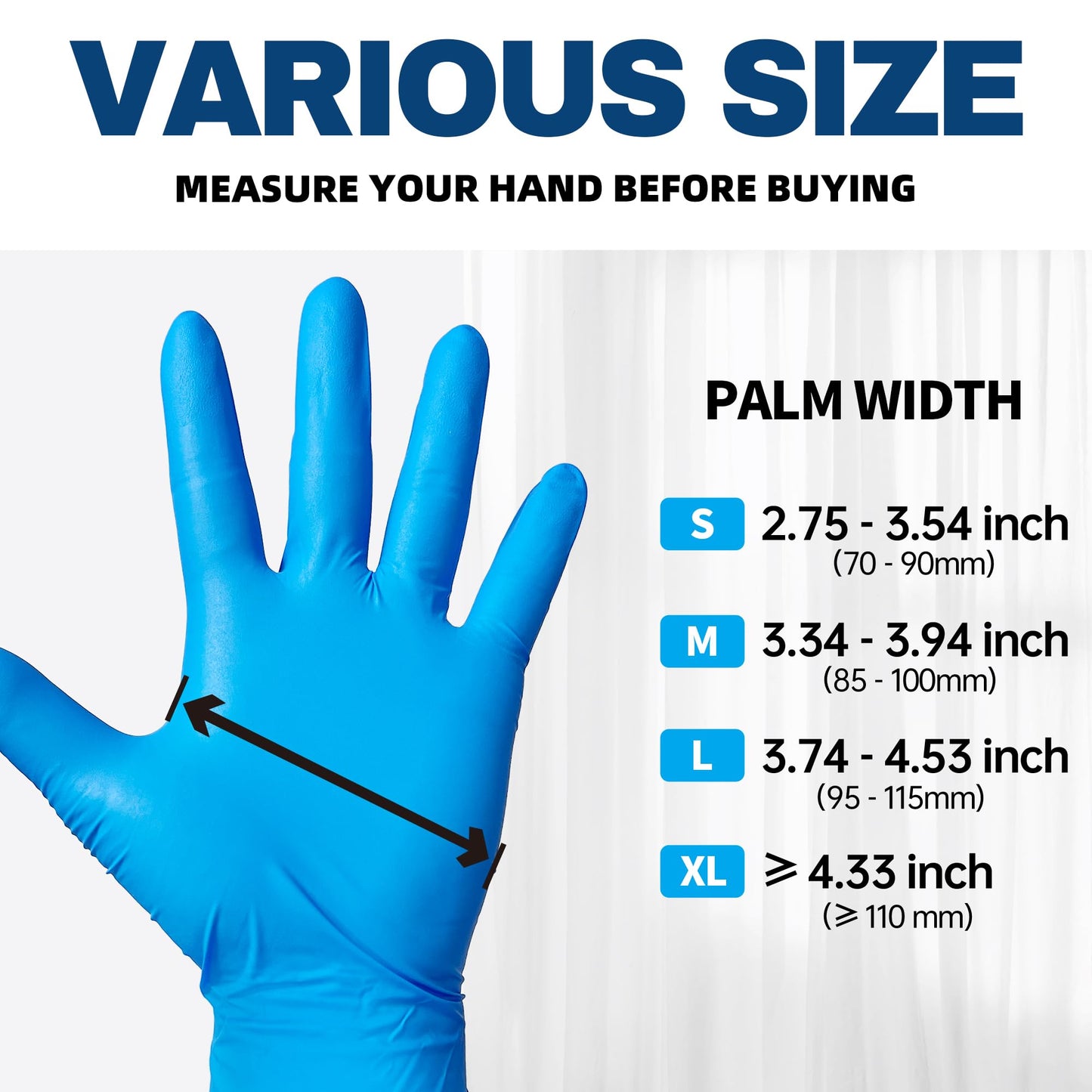 Beastek Blue Nitrile Exam Gloves, 4 mil Powder-Free Latex-Free Non-Sterile Food Safe Disposable Medical Glove, 100 Pcs (Large)