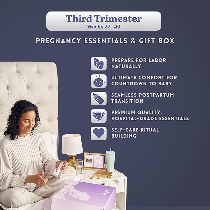 3rd Trimester Mom-to-Be Essentials Box - Gift for Expecting Moms - Care Package with Essential New Mommy Items & Pregnancy Must-Haves T3