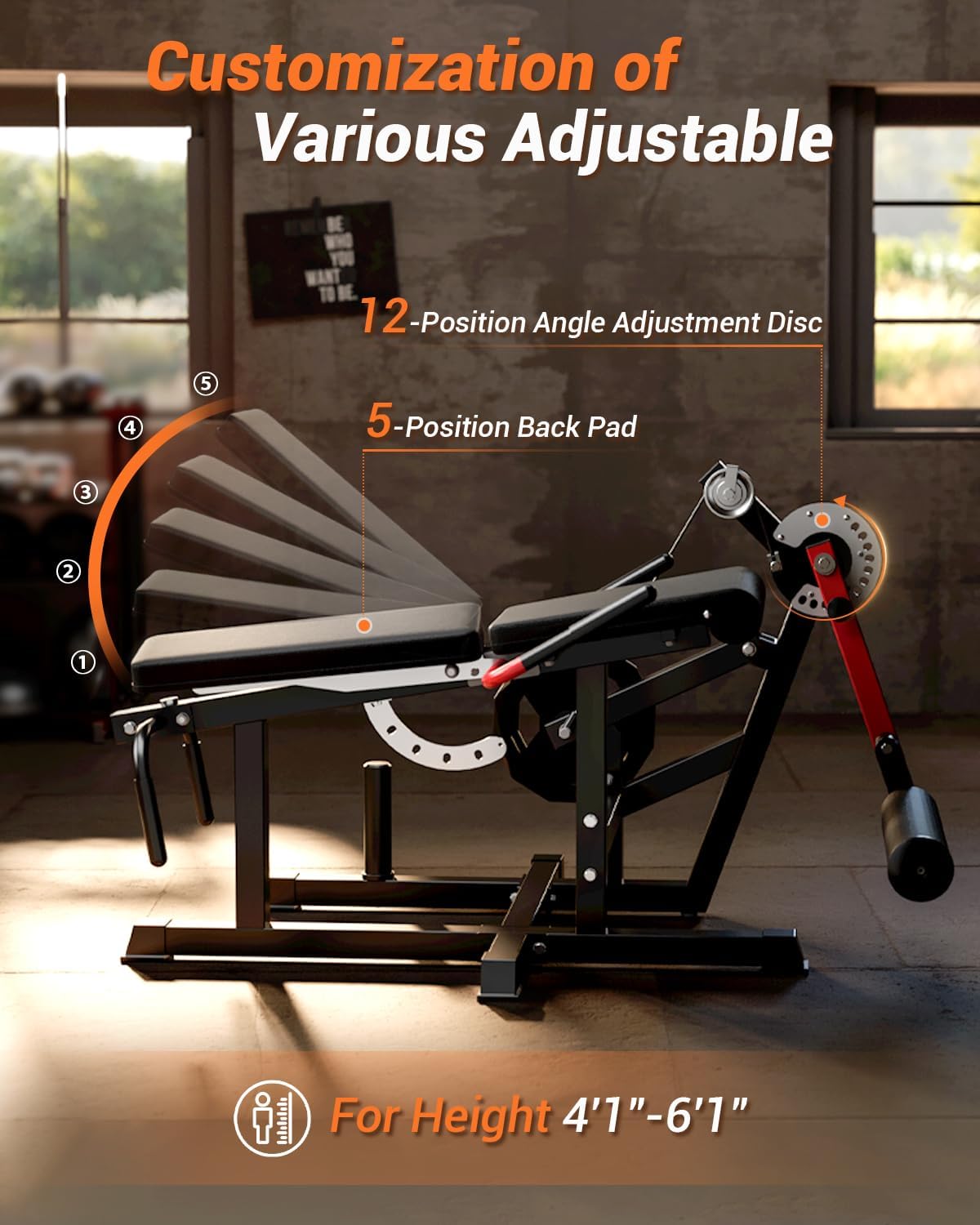 Leg Extension and Curl Machine, 630LBS Adjustable Leg Curl Machine, Seated Leg Lying Curl Machine for Home Gym, Leg Workout Equipment Compatible with Cable System Fit 1'' & 2'' Plates