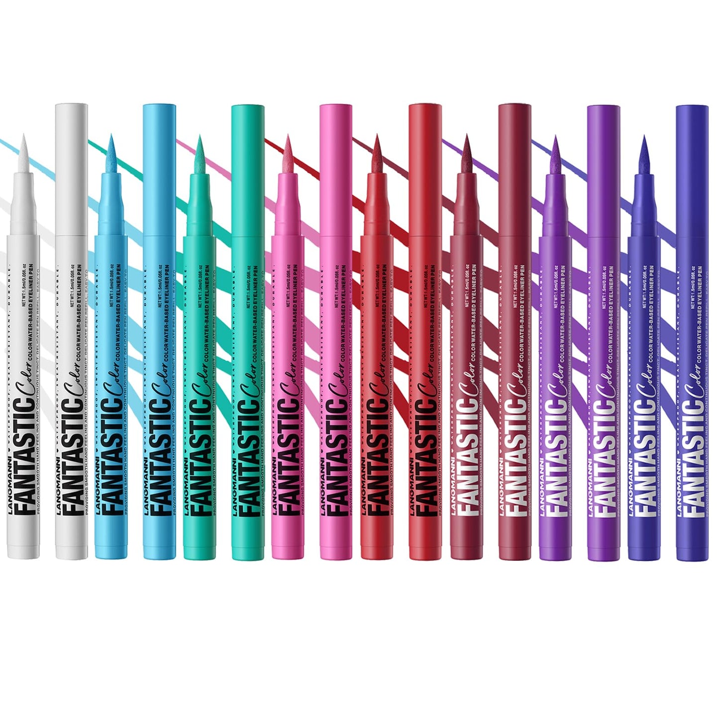 LANGMANNI 4 Colors Matte Liquid Eyeliner Set, Neon Colorful Pigmented With Long-lasting, Smudgeproof & Waterproof Eye Liner Make