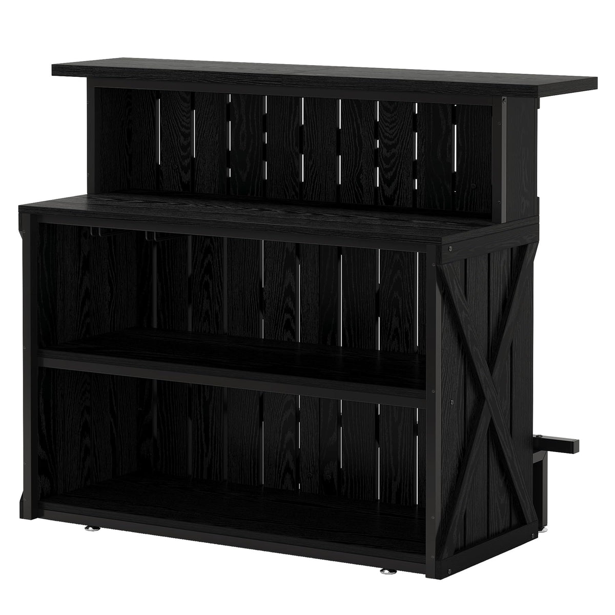 Tribesigns Home Bar Unit, 4-Tier Black Bar Table Height Pub Table with Footrest, 55-Inch Modern Wine Bar Cabinet for Home Pub, Bistro