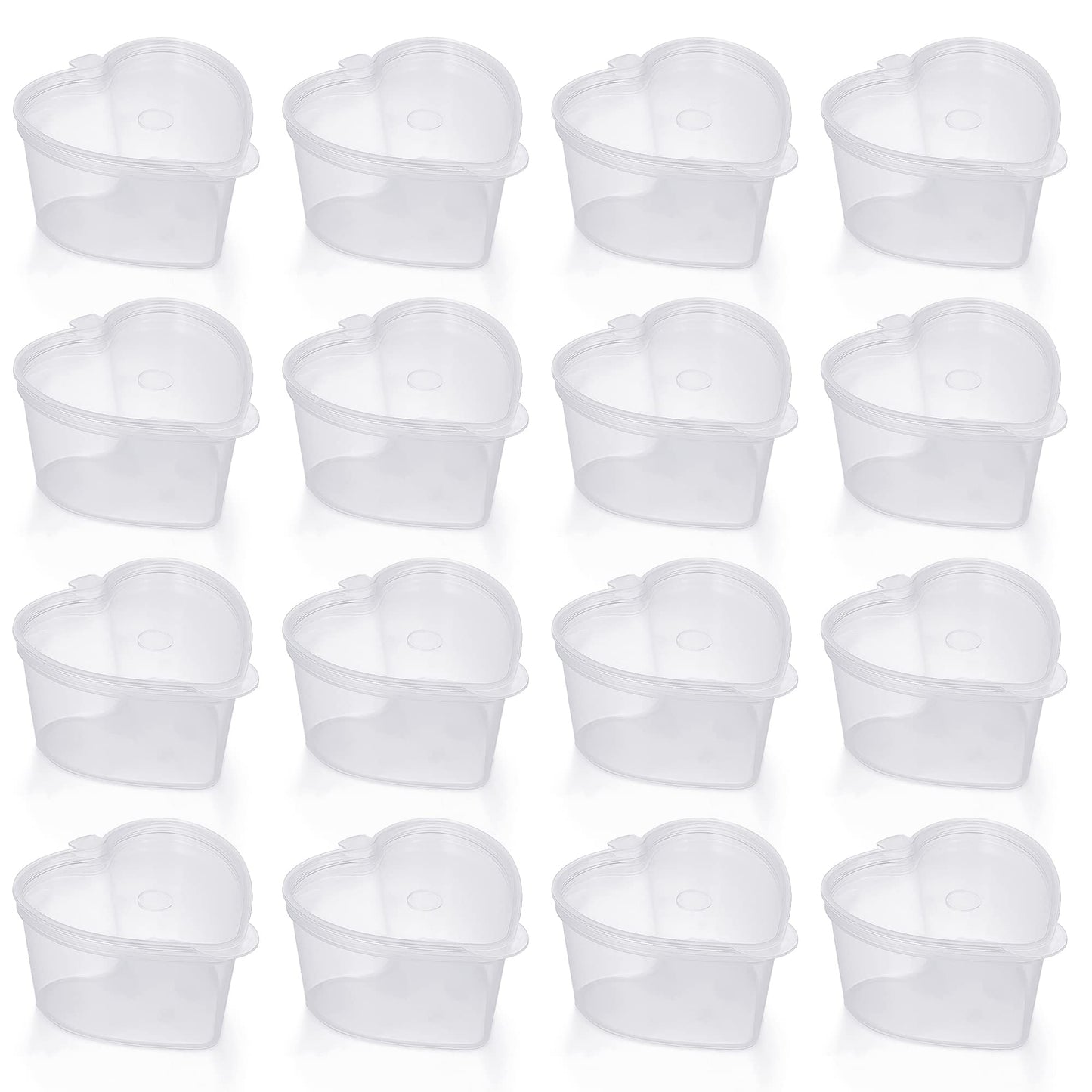 Disposable Plastic Cups with Leak-Proof Lids and Heart-Shaped Souffle, Jello, Condiment Containers - 100 Sets, 1.5 oz Each