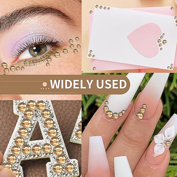Light Orange Face Gems Eye Jewels Rhinestones Crystals Stickers 3/4/5/6mm with Rhinestones Stickers for Body, Stick on Face Eye Hair Nails Makeup Glue for Make up and Craft Decor 3090PCS
