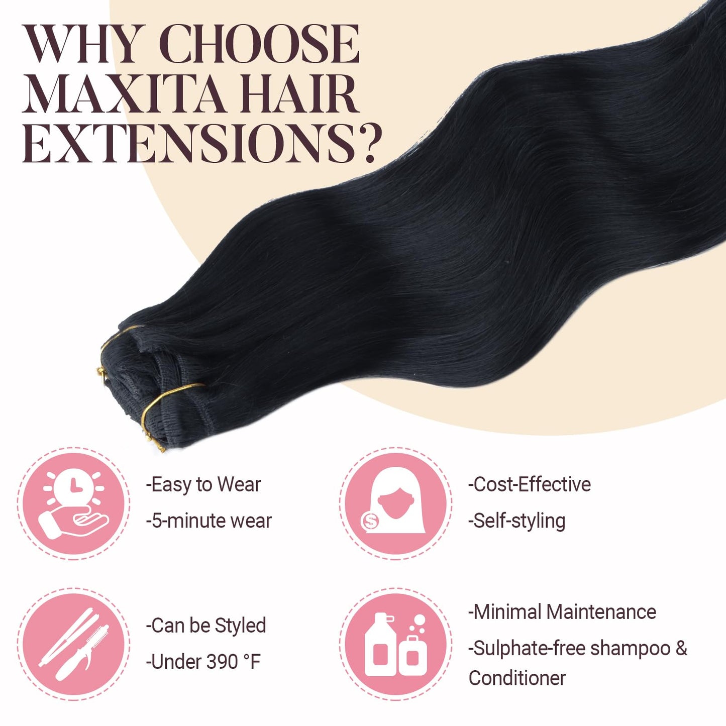 MAXITA Real Human Hair Extensions, 12 Inch Jet Black 80g 7pcs, Remy Straight Clip in Natural Hair for Woman