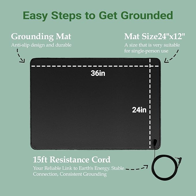 EOHELGRO Grounding Mat Kit 35.4 x 23.6 Inches, Grounding Mat for Sleep, Energy, Pain Relief, Inflammation, Balance, Wellness.