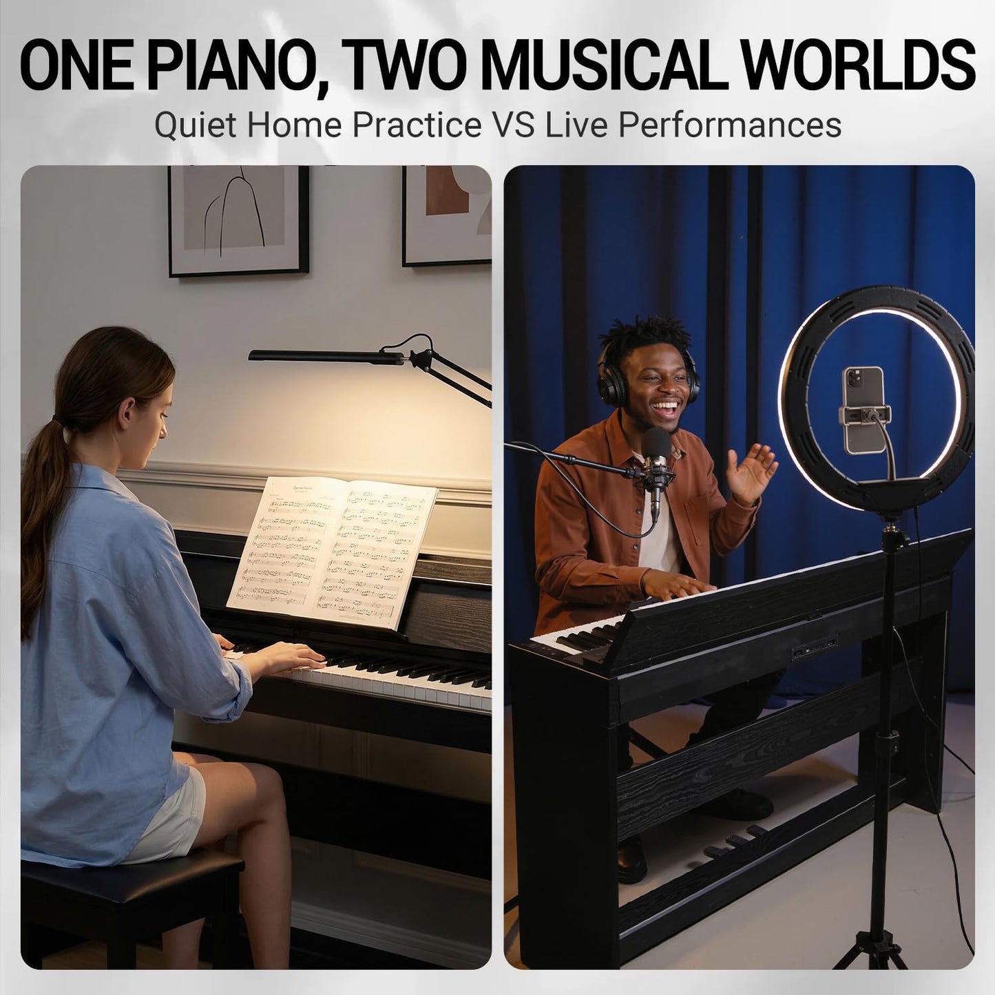 MOSEN 88 Key Digital Paino Fully Weighted Keyboard with Graded Hammer Action, 380 Tones, Triple Pedal, Upright Wood Stand, USB-MIDI, Full Size Home Electric Pianos for Beginner, MDP-110