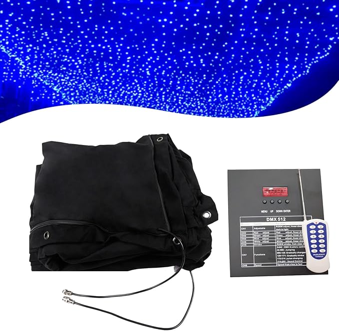LED Stage Star Curtain Backdrop, 20x10ft LED Stage Starry Sky Cloths with Remote & DMX512 Controller, Portable Starlight B...