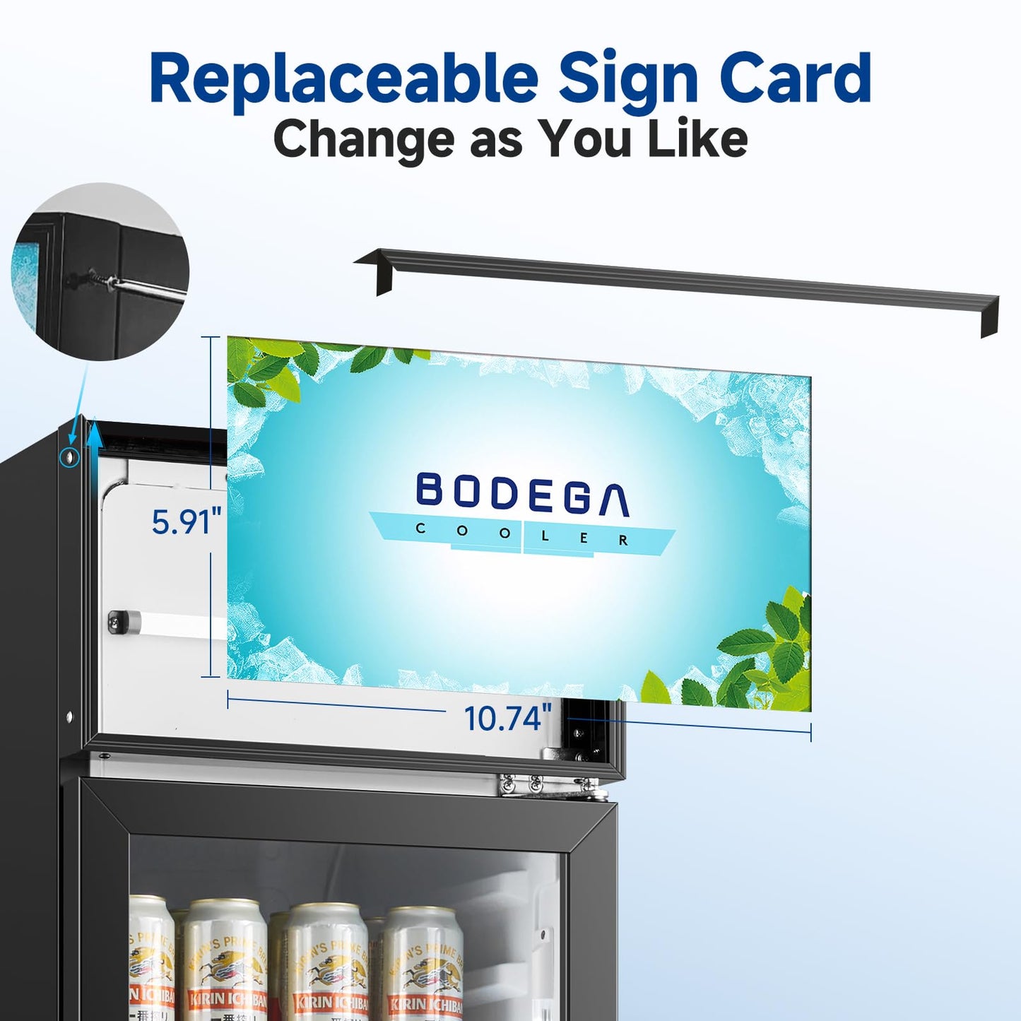 BODEGACOOLER Commercial Refrigerators, Drink Fridge with Glass Door, Tall Beverage Cooler, Single Door Display Refrigerator, for Beer, Soda, 6.34 Cu.ft Capacity