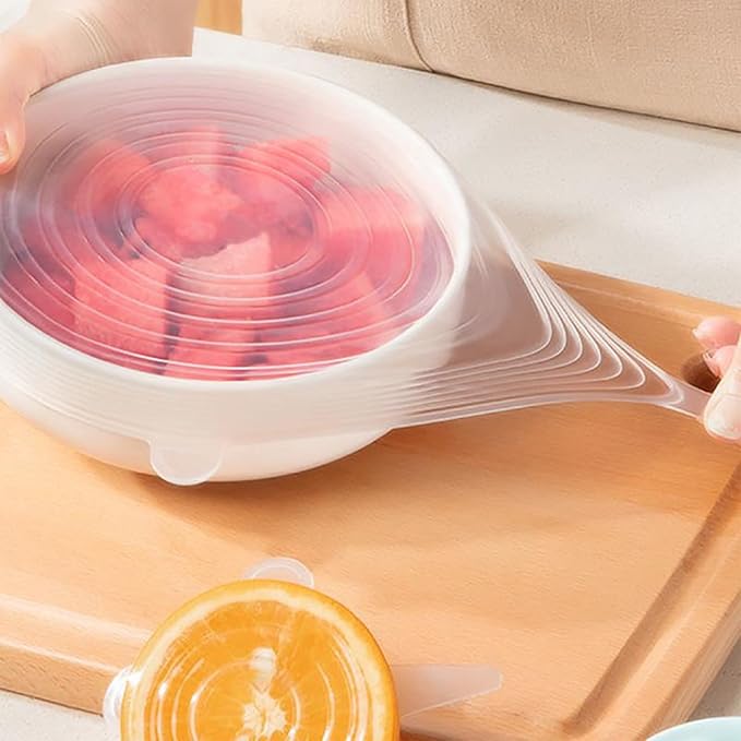 Reusable Silicone Stretch Lids18PCS Round Stretchy Food Covers, Airtight & Leakproof, Microwave & Dishwasher Safe