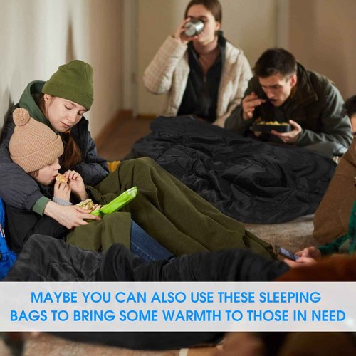 Macarrie 6 Pack Bulk Sleeping Bags for Homeless Donation, 0 Degree Waterproof Sleeping Bags with Compression Sack for Adults Winter Cold Weather Care Camping Hiking Emergency(Black)