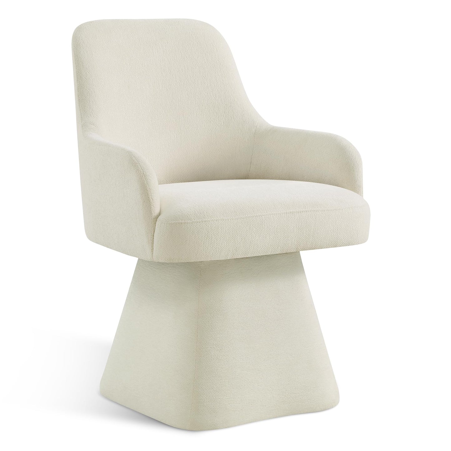 KISLOT Swivel Dining Chair Set of 1, Mid Century Modern Chair Fabric Upholstered Armchair with Armrest & Ergonomic Backrest for Dining Room, Kitchen, Bedroom, Living Room, Beige