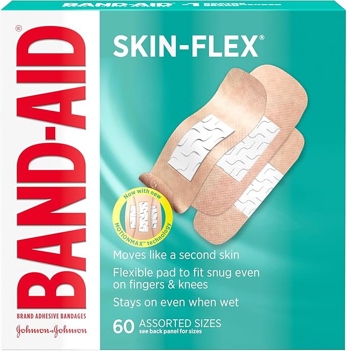 Band-Aid Brand Skin-Flex Adhesive Bandages for First Aid & Wound Care of Minor Cuts, Scrapes & Burns, Flexible Sterile Ban...