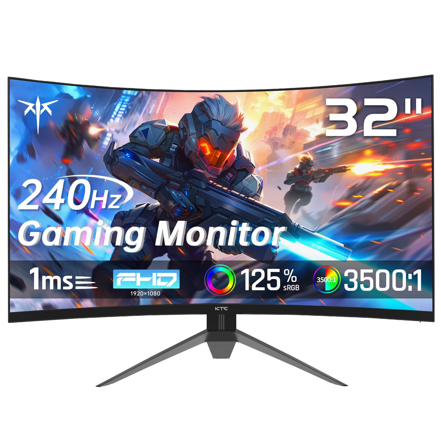 KTC 32 Inch 240Hz Curved Gaming Monitor, FHD 1080P 1500R HDR Gaming PC Monitor, FreeSync, Ultra-Fast 1ms Monitor for Gamer, 3500:1 Contrast, HDMI 2.0 x 2, DisplayPort 1.4 & USB 2.0, H32S17F