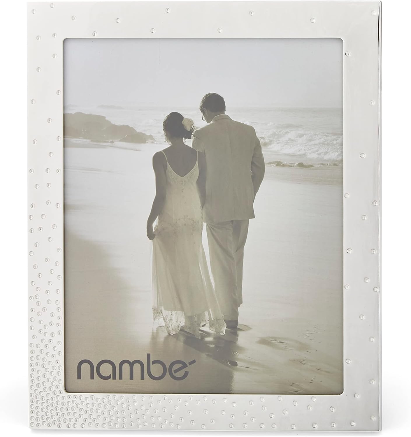 nambe Dazzle Picture Frame, 8" x 10" | Photo Frame with Tempered Glass | Vintage and Contemporary Design | Tabletop Display Family, Friends, Wedding Gift, Home Office Décor | Silver Plate and Glass