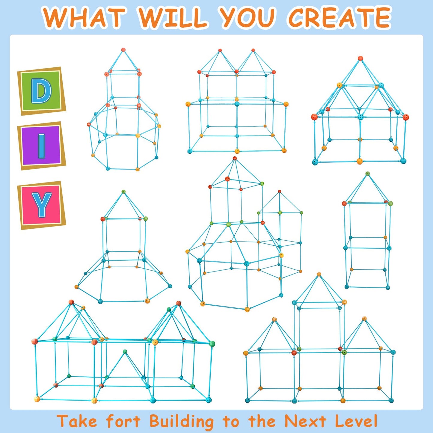 Bzseed Fort Building Kit for Kid DIY Play Tent STEM Construction Toys Fort Builder for Kids Indoor Outdoor Play Creative Gift for 4 5 6 7 8 9 10 11 12 Year Old Boy Girl Christmas Birthday Gift 140Pcs