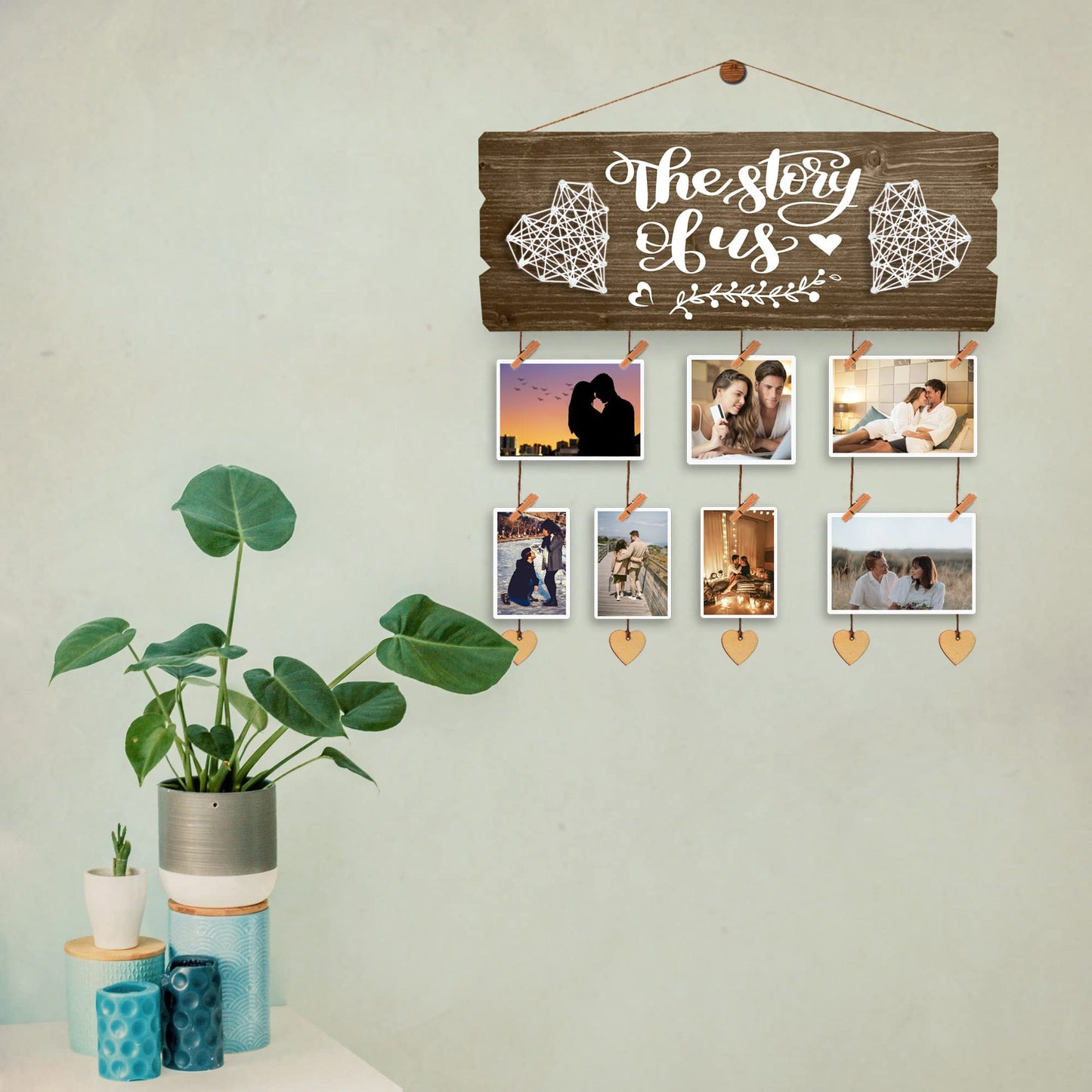 Yudarte Bridal Shower Gift for Bride - Wedding Engagement Gifts for Women Bride to Be - New Couples Picture Hanging Board with Clips and Twine