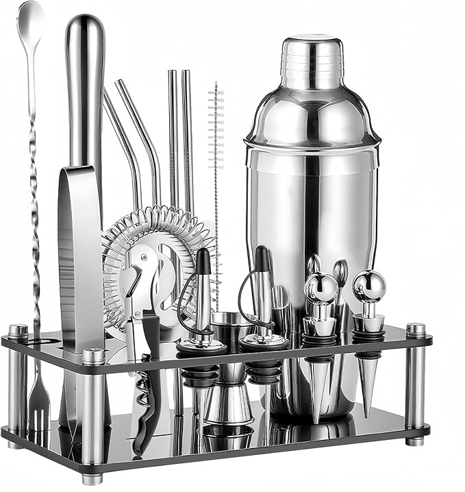ARTFLY 18-Piece Professional Cocktail Shaker Set and Bartender Kit with Stand, Stainless Steel Bar Tools Gift Set with Mud...