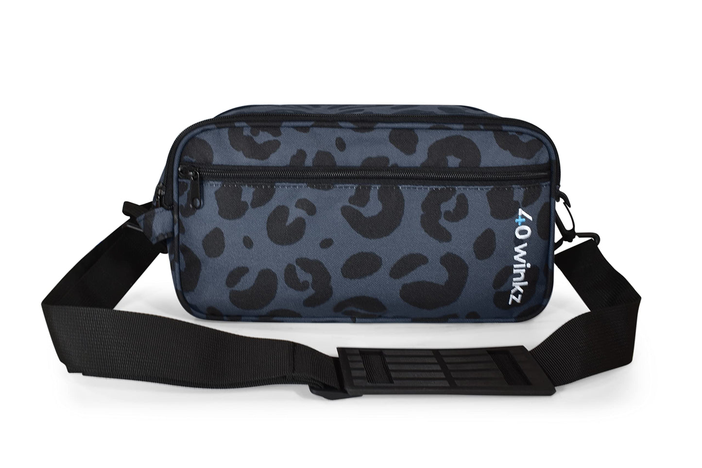 40Winkz Travel CPAP Carrying Bag Fit For ResMed AirMini, Portable CPAP Equipment Bag and Supplies Storage Bag with Shoulder Strap, Organizer Carrying Case with Luggage Strap (Black Leopard)