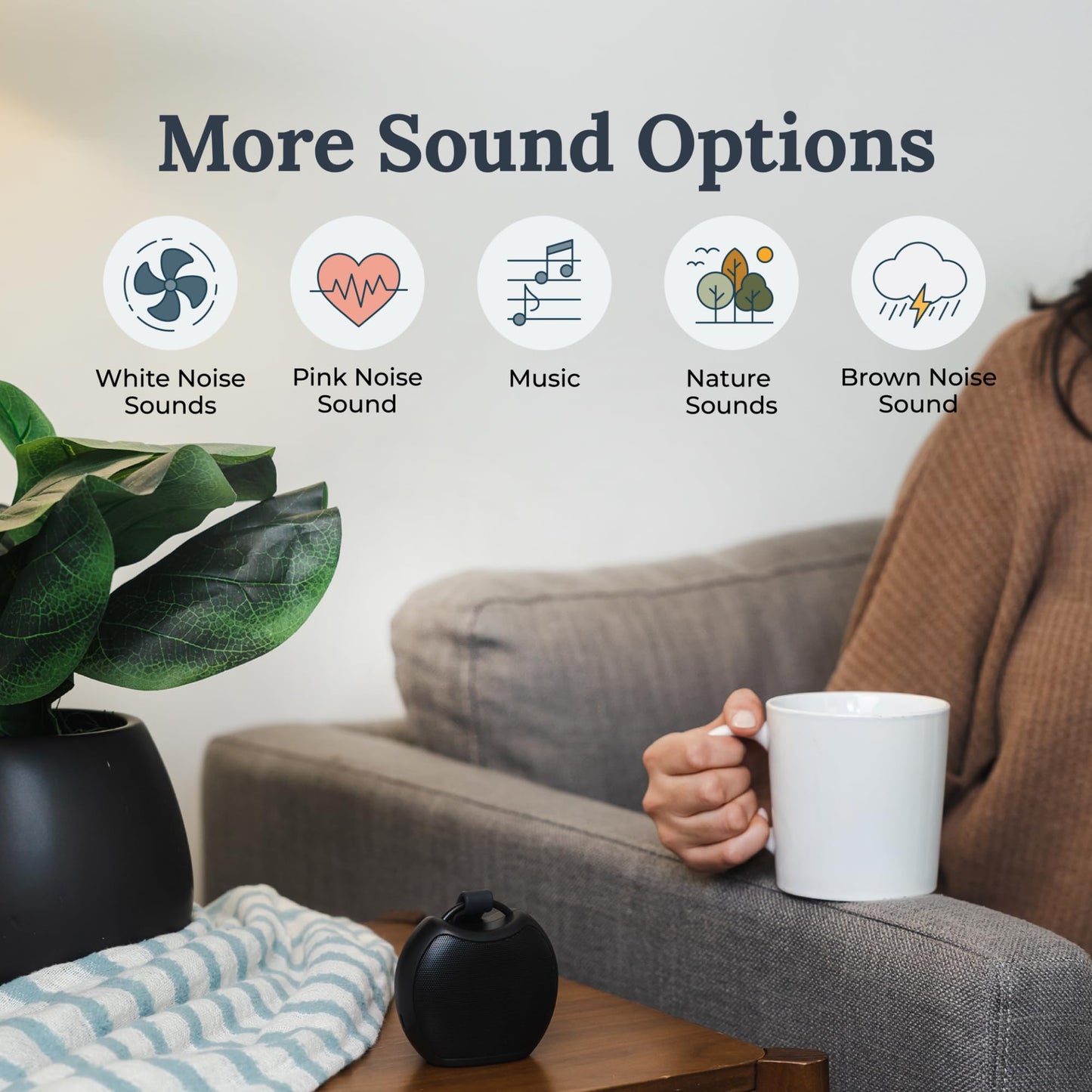 Yogasleep Rohm+ Travel White Noise Sound Machine (Black), Bluetooth Wireless Speaker & Charging, 20 Soothing Natural Sounds, Noise Canceling for Sleep Aid, Office Privacy & Meditation, Compact Size