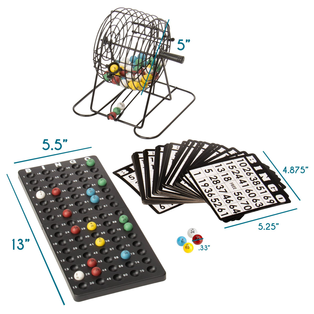 Royal Bingo Supplies Deluxe Bingo Game + Free Expansion Set 50 Premium Cards, 300 Vibrant Chips, 75 Calling Balls, 6” Bingo Cage - Premium Bingo Set for Large Groups and Parties