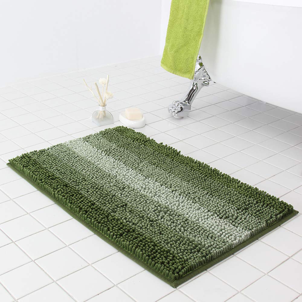 COSY HOMEER 28x18 Inch Bath Rugs Made of 100% Polyester Extra Soft and Non Slip Bathroom Mats Specialized in Machine Washable and Water Absorbent Shower Mat,Green