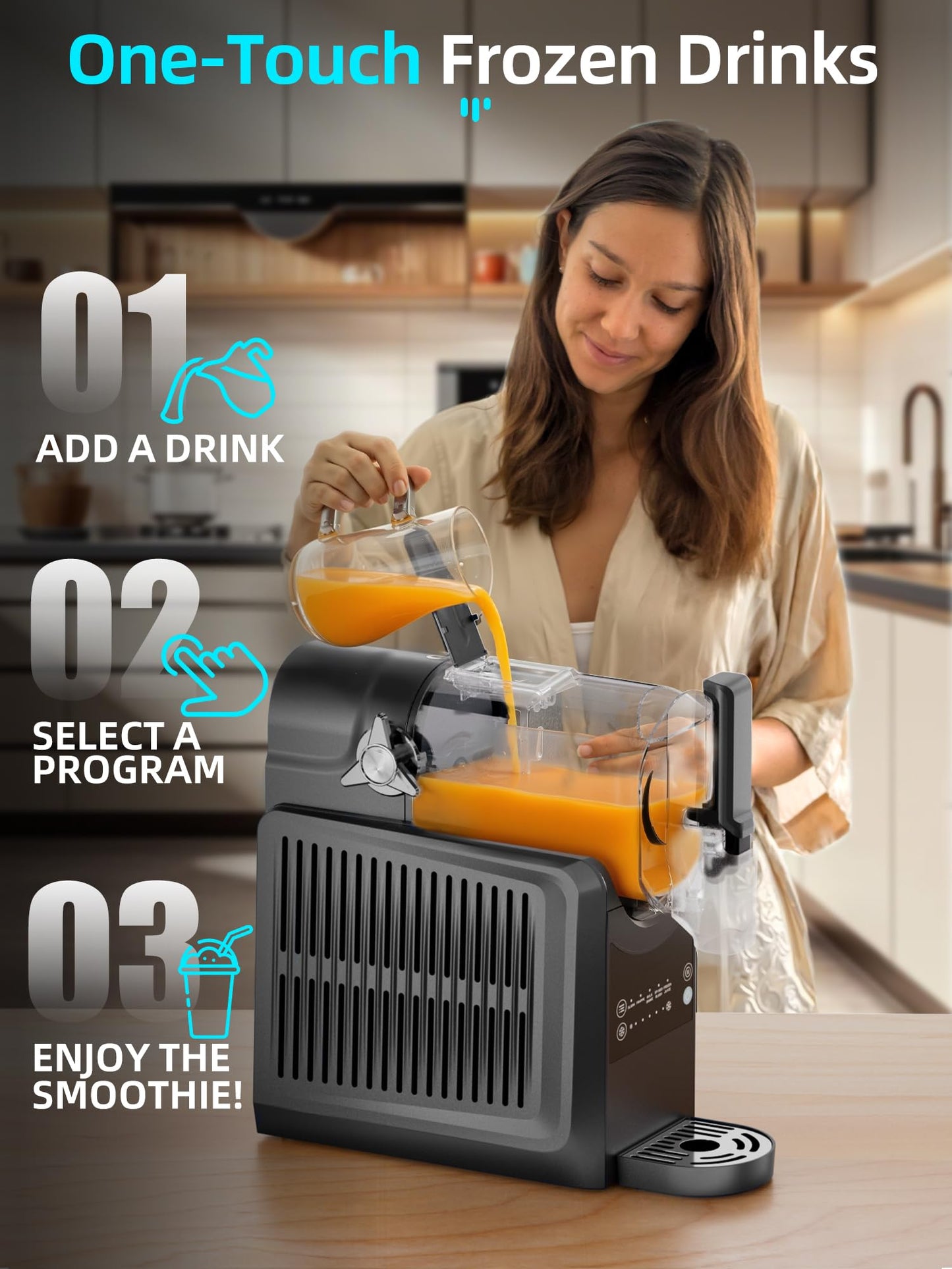 VNN Slushie Machine - 92 oz Slushy Machine for Home No Ice Needed, Frozen Drink & Slushie Machine, 5 Preset Programs, Auto-Clean, Suitable for Margaritas, Smoothies, Milkshakes, Black