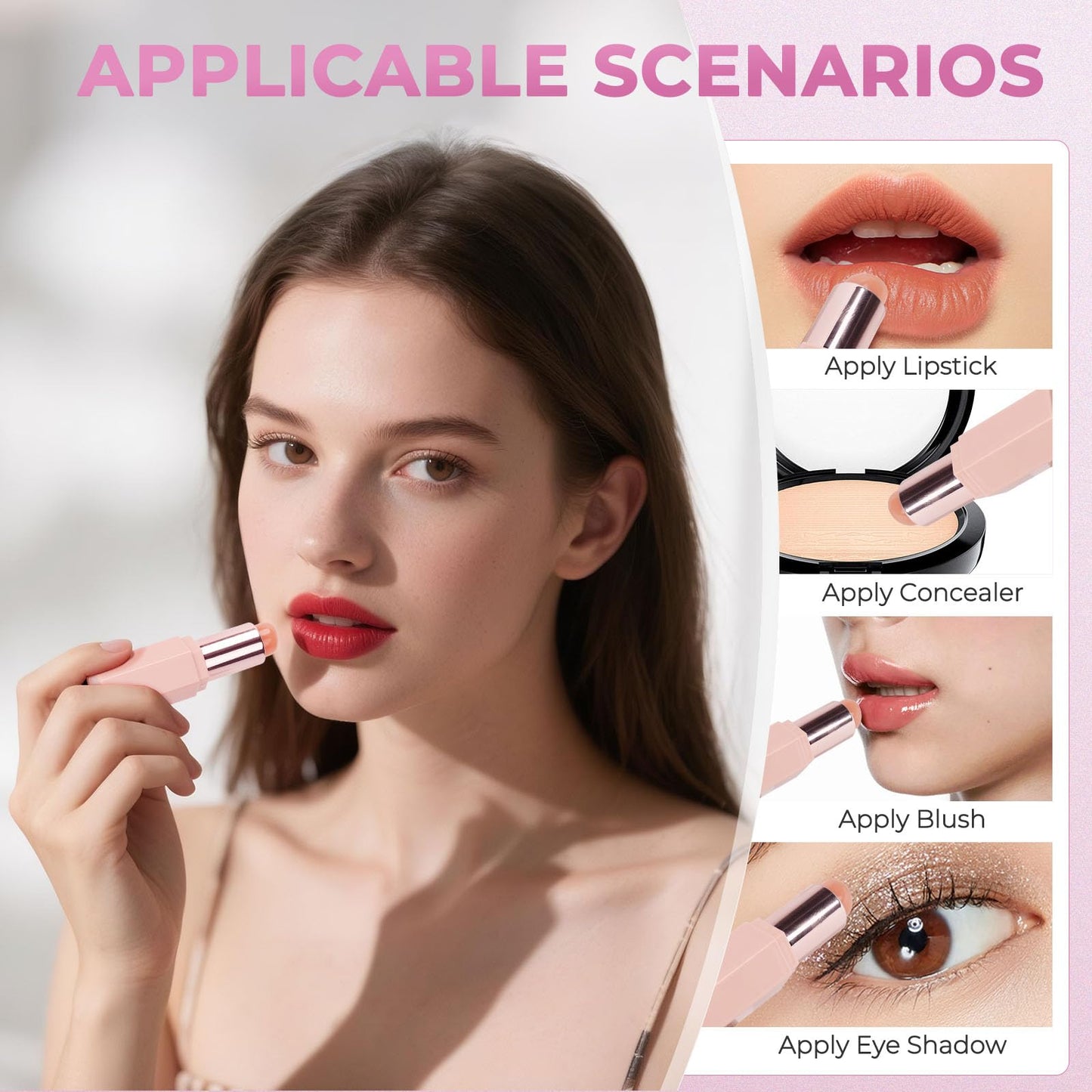 Unaone Silicone Lip Brush - Retractable Lip Brush for Lipstick, Soft Silicone Makeup Applicator for Lipstick Lip Gloss Balm Conc