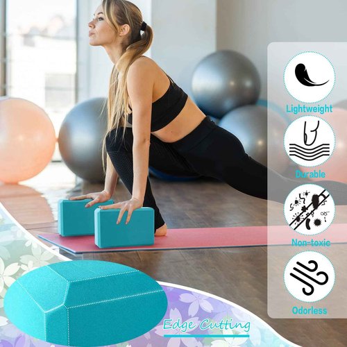 Outus 20 Pcs Yoga Blocks Bulk 9 x 6 x 3 Inch High Density Bricks to Improve Strength Flexibility Balance Soft Non Slip Gymnastic Blocks for Yoga Sports(Turquoise)